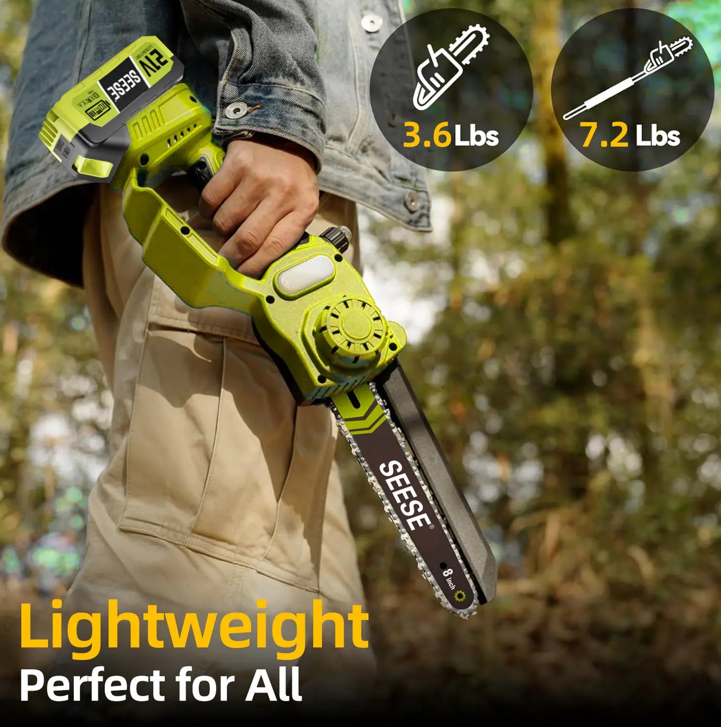 2 Tools in 1 Power Beast! Brushless 8" Mini Chainsaw + Pole Saw