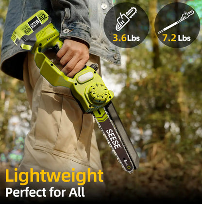 2 Tools in 1 Power Beast!  Brushless 8" Mini Chainsaw + Pole Saw