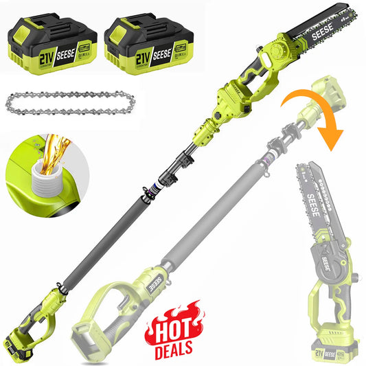 2 Tools in 1 Power Beast!  Brushless 8" Mini Chainsaw + Pole Saw