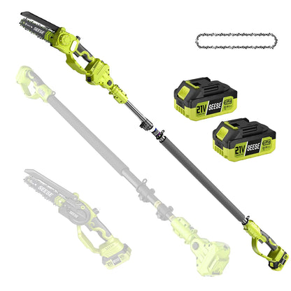 2 Tools in 1 Power Beast!  Brushless 8" Mini Chainsaw + Pole Saw