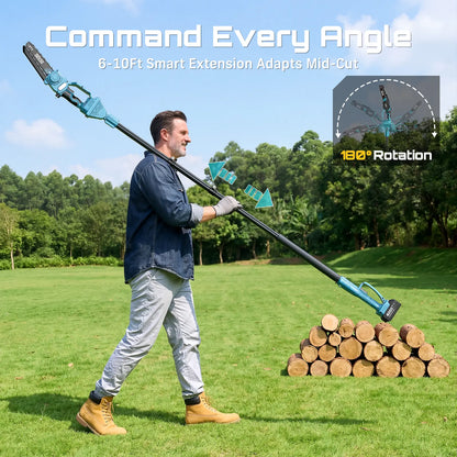 Cordless 2-in-1 Mini Chainsaw & Pole Saw, Portable Tree Trimming Tool