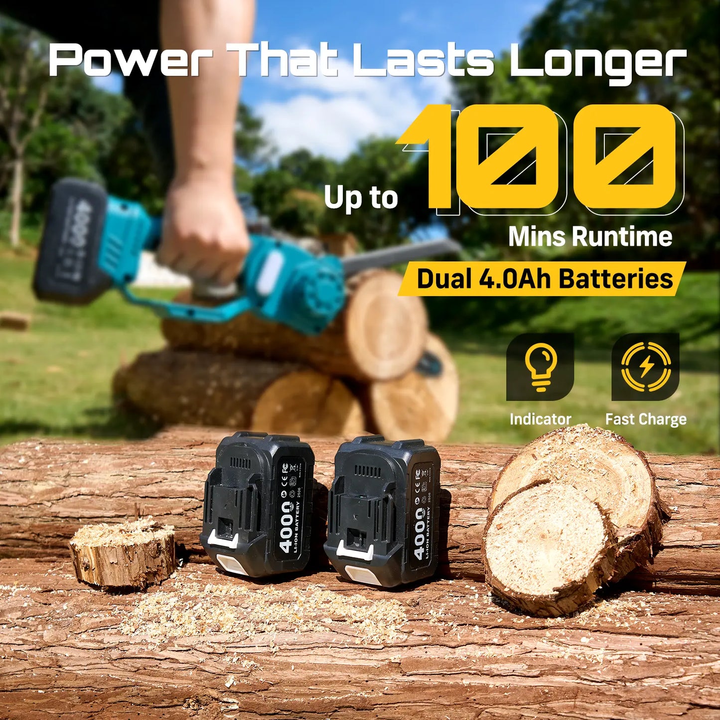 Cordless 2-in-1 Mini Chainsaw & Pole Saw, Portable Tree Trimming Tool