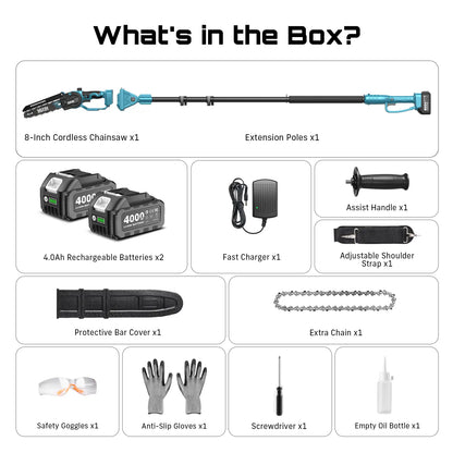 Cordless 2-in-1 Mini Chainsaw & Pole Saw, Portable Tree Trimming Tool