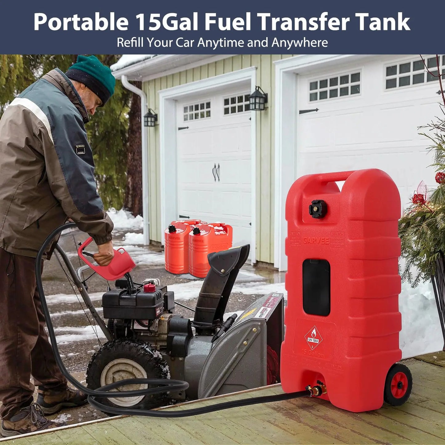 15-gallon portable fuel tank with LE pump and 10-foot hose