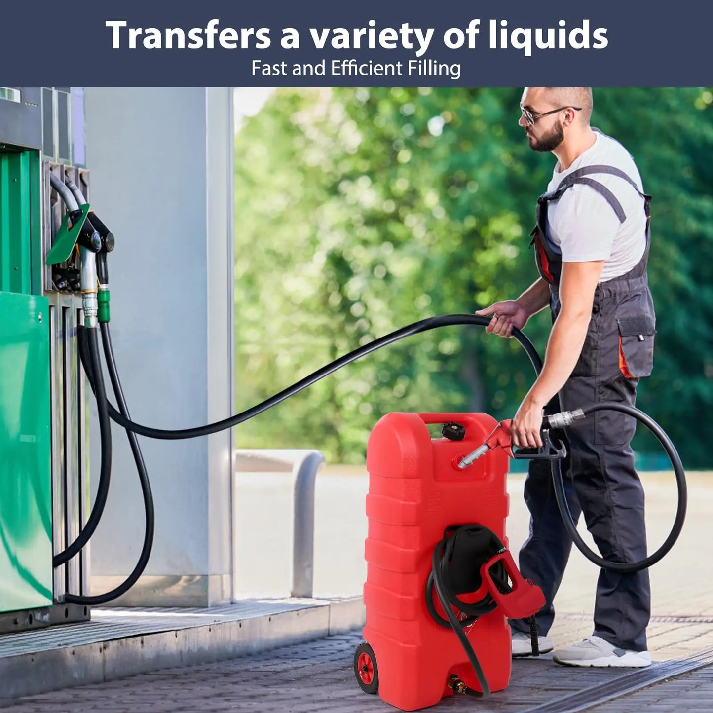 15-gallon portable fuel tank with LE pump and 10-foot hose